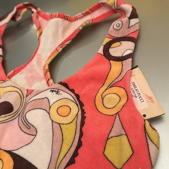 EMILIO PUCCI Vintage terrycloth cotton racer back cropped top in size 6 w/ tag - Picture 3 of 11